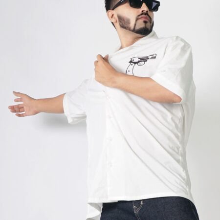 Men's Abstract Geometric Printed Slim Fit Shirt