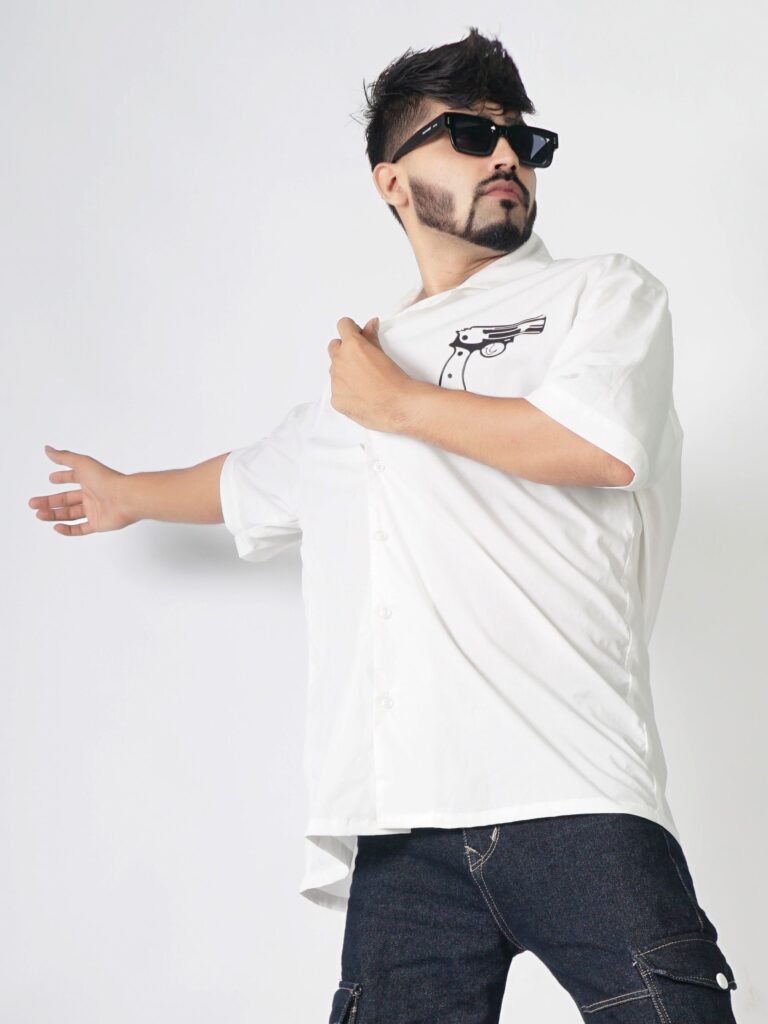 Men's Abstract Geometric Printed Slim Fit Shirt