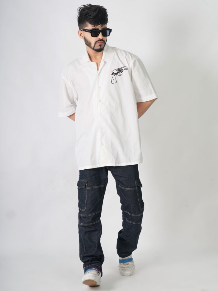 Men's Abstract Geometric Printed Slim Fit Shirt